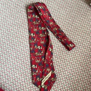 FERRAGAMO Authentic 100% Silk Red Animal Print Tie, Perfect Condition, vintage